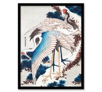 Artery8 Katsushika Hokusai Cranes On A Snowy Tree Framed Wall Art Print Home Décor A4