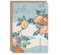Artery8 Katsushika Hokusai Japanese Art Card Bush Warbler And Roses