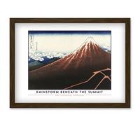Artery8 Katsushika Hokusai Rainstorm Beneath The Summit Mount Fuji Painting Artwork Framed Wall Art Print A4 in Brown Artery8 Brown