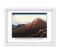Artery8 Katsushika Hokusai Rainstorm Beneath The Summit Mount Fuji Painting Artwork Framed Wall Art Print A4 in White Artery8 White