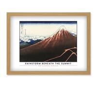 Artery8 Katsushika Hokusai Rainstorm Beneath The Summit Mount Fuji Painting Artwork Framed Wall Art Print A4 in Light Oak Artery8 Light Oak