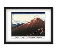 Katsushika Hokusai Rainstorm Beneath The Summit Mount Fuji Painting Artwork Framed Wall Art Print A4 Artery8 Black One Size