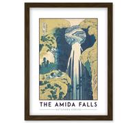 Katsushika Hokusai The Amida Falls Painting Artwork Framed Wall Art Print A4 Artery8 Brown One Size