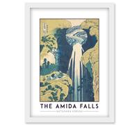 Katsushika Hokusai The Amida Falls Painting Artwork Framed Wall Art Print A4 Artery8 White One Size