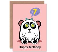 Artery8 Kawaii Panda Star 7th Birthday Greetings Card in Pink Artery8 Pink