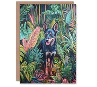 Artery8 Kelpie In Exotic Jungle Nature Plants Dog Lover Birthday Greeting Card in Green Artery8 Green