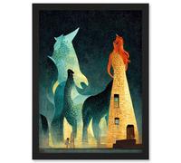 Artery8 Kelpies Dream Illustration Falkirk Wall Art Print - A4 Size