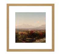 Artery8 Kensett An October Day White Mountains 8X8 Inch Square Wooden Framed Wall Art Print Picture with Mount in Light Oak Artery8 Light Oak