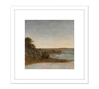 Artery8 Kensett View Near Newport 8X8 Inch Square Wooden Framed Wall Art Print Picture with Mount in White Artery8 White