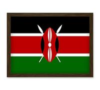 Artery8 Kenya National Flag Patriotic Vexillology World Flags Country Region Poster Artwork Framed Wall Art Print A4