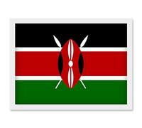 Artery8 Kenya National Flag Patriotic Vexillology World Flags Country Region Poster Artwork Framed Wall Art Print A4