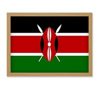 Artery8 Kenya National Flag Patriotic Vexillology World Flags Country Region Poster Artwork Framed Wall Art Print A4