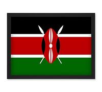 Artery8 Kenya National Flag Patriotic Vexillology World Flags Country Region Poster Artwork Framed Wall Art Print A4