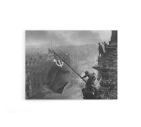 Artery8 Khaldei War WWII USSR Flag Over Reichstag Canvas Wall Art Print in Grey | Size: W12" x H16" Artery8 Grey W12" x H16"