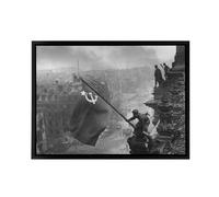 Artery8 Khaldei War WWII USSR Flag Over Reichstag Framed Canvas Wall Art Print in Grey | Size: W24" x H32" Artery8 Grey W24" x H32"
