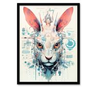 Artery8 Killer Rabbit Robot Hybrid Secret Military Weapon Schematic Blueprint Futuristic Complex Arcane Manuscript Gift For Him Man Cave Art Print Artery8 Black A4