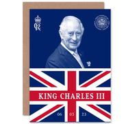 Artery8 King Charles III Coronation Date Crest Emblem Union Jack and Sovereign Sealed Greeting Card Plus Envelope Blank inside
