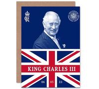 Artery8 King Charles III Coronation Date Crest Emblem Union Jack and Sovereign Sealed Greeting Card Plus Envelope Blank inside