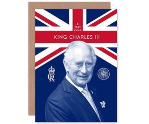 Artery8 King Charles III Coronation Reigning Under the Union Flag Royal Crest Emblem Sealed Greeting Card Plus Envelope Blank inside