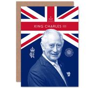 Artery8 King Charles III Coronation Reigning Under the Union Flag Royal Crest Emblem Sealed Greeting Card Plus Envelope Blank inside