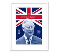 Artery8 King Charles III Reigning Under the Union Flag Coronation Date Crest and Emblem Artwork Framed Wall Art Print 9X7 Inch