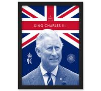 Artery8 King Charles III Reigning Under the Union Flag Coronation Date Crest and Emblem Artwork Framed Wall Art Print A4