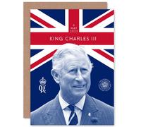 Artery8 King Charles III Reigning Under the Union Flag Coronation Date Crest and Emblem Sealed Greeting Card Plus Envelope Blank inside