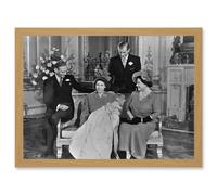 Artery8 King Charles III Third of England Christening Queen Elizabeth King George VI Photo Artwork Framed Wall Art Print A4 in Light Oak Artery8 Light Oak