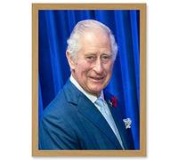 King Charles III Third of England Scotland United Kingdom Glasgow Photo Artwork Framed Wall Art Print A4 Artery8 Light Oak One Size