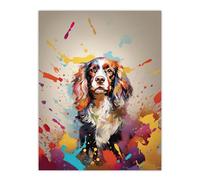 Artery8 King Charles Spaniel Dog Lover Gift Pet Portrait Colourful Artwork Painting Extra Large XL Wall Art Poster Print