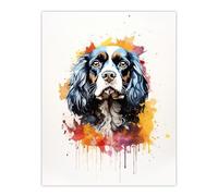 Wall Art Print King Charles Spaniel Lovers Gift Watercolour Pet Portrait Painting Artwork Poster Artery8 Multi W24 inch x H32 inch