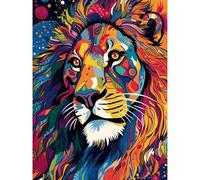Artery8 King of the Jungle Lion Head Psychedelic Folk Portrait Vibrant Colourful Patterns Large Wall Art Poster Print Thick Paper 18X24 Inch