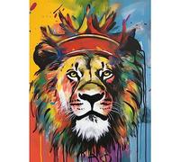 Artery8 King of the Jungle Lion with Crown Modern Pop Art Extra Large XL Wall Art Poster Print