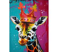 Artery8 King Queen Giraffe Wearing a Crown Modern Pop Art Extra Large XL Wall Art Poster Print