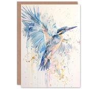 Artery8 Kingfisher Bird in Flight Watercolour Painting Greeting Birthday Card Him Her All Blank