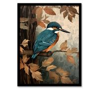 Kingfisher By George Sinclair Vintage Botanical Earthy Aesthetic River Bird Artwork Framed Wall Art Print A4 Artery8 Black A4