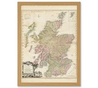 Artery8 Kitchin 1778 Map Scotland Counties North Britain Artwork Framed Wall Art Print A4