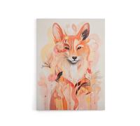 Artery8 Kitsune Fox Spirit Animal Boho Floral Canvas Wall Art Print in Orange | Size: W18" x H24" Artery8 Orange W18" x H24"