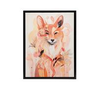 Artery8 Kitsune Fox Spirit Animal Boho Floral Framed Canvas Wall Art Print in Orange | Size: W18" x H24" Artery8 Orange W18" x H24"