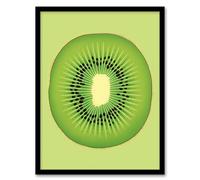 Artery8 Kiwi Fruit Slice Bright Graphic Kitchen Artwork Artwork Framed Wall Art Print A4