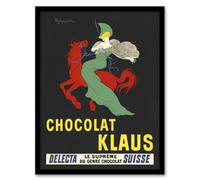 Artery8 Klaus Chocolate Vintage Advert Vintage Framed Wall Art Print Cappiello in Black | Size: A4 Artery8 Black A4