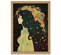 Artery8 Klimt Inspired Aurora Borealis Modern Illustration Artwork Framed A3 Wall Art Print