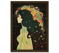 Artery8 Klimt Inspired Aurora Borealis Modern Illustration Artwork Framed A3 Wall Art Print