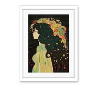 Artery8 Klimt Inspired Aurora Borealis Modern Illustration Artwork Framed Wall Art Print 18X24 Inch