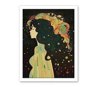 Artery8 Klimt Inspired Aurora Borealis Modern Illustration Artwork Framed Wall Art Print 18X24 Inch