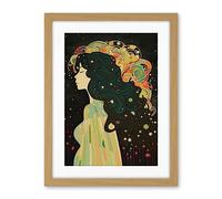 Artery8 Klimt Inspired Aurora Borealis Modern Illustration Artwork Framed Wall Art Print 18X24 Inch