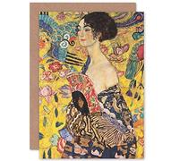 Artery8 Klimt Lady With Fan Painting Fine Art Greeting Card Plus Envelope Blank Inside