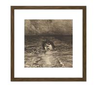 Artery8 Klinger Going Under Life Drowning Man Etching 8X8 Inch Square Wooden Framed Wall Art Print Picture with Mount in Brown Artery8 Brown