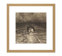 Artery8 Klinger Going Under Life Drowning Man Etching 8X8 Inch Square Wooden Framed Wall Art Print Picture with Mount in Light Oak Artery8 Light Oak