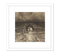Artery8 Klinger Going Under Life Drowning Man Etching 8X8 Inch Square Wooden Framed Wall Art Print Picture with Mount in White Artery8 White